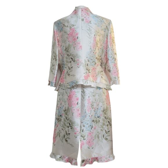 VTG Rickie Freeman for Teri Jon Silk Taffeta Floral Pastel Dress+Jacket Set✨️12 - Picture 5 of 16